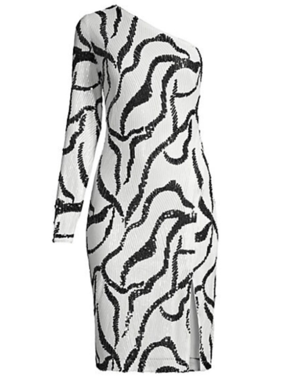 One33 Social NWT White & Black Sequin One Shoulder Cocktail Dress